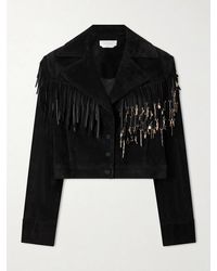 Gabriela Hearst - Azra Fringed Leather-Trimmed Embellished Suede Jacket - Lyst
