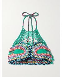 Etro - Cropped Crocheted Halterneck Top - Lyst