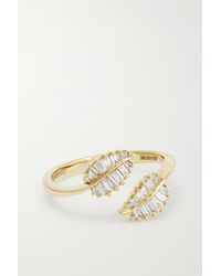 Anita Ko Small Palm Leaf Ring Aus 18 Karat Gold Mit Diamanten - Mettallic