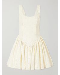 Agua Bendita - Pluma Playa Broderie Anglaise Cotton Mini Dress - Lyst