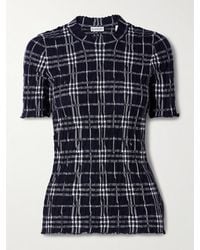 Burberry - Ribbed Checked Wool-Blend T-Shirt - Lyst