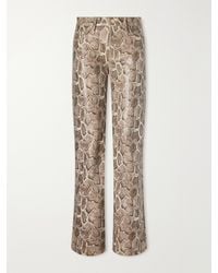 Mother - The Maven Sneak Coated Snake-Effect Leather-Blend Wide-Leg Pants - Lyst