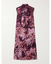 Dries Van Noten - Midikleid Aus Satin Mit Blumenprint Und Schluppe - Lyst