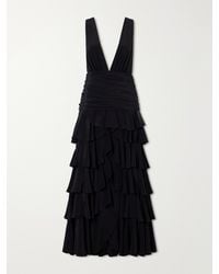 Johanna Ortiz - A Map Of Gentle Winds Tiered Ruffled Silk-Crepe Maxi Dress - Lyst