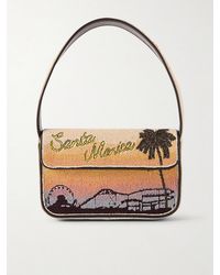 STAUD - Tommy Beaded Embroidered Satin Shoulder Bag - Lyst