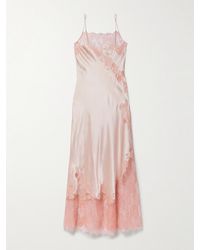 Carine Gilson - Lace-Trimmed Silk-Satin Nightdress - Lyst