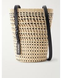 Loewe - Paula's Ibiza Braid Leather-Trimmed Raffia Shoulder Bag - Lyst