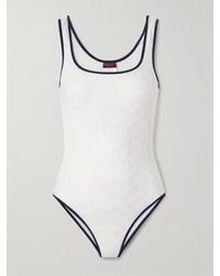 Gucci - Badeanzug Aus Frottee Mit Jacquard-Muster Und Paspeln - Lyst