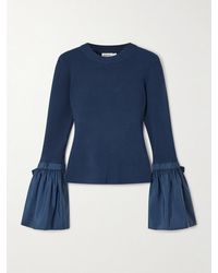 Jonathan Simkhai - Agata Taffeta-Trimmed Ribbed-Knit Sweater - Lyst