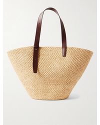 LIE STUDIO - Bianca Large Leather-Trimmed Raffia Tote - Lyst