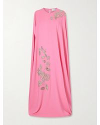Oscar de la Renta - Cape-Effect Embellished Silk-Blend Gown - Lyst