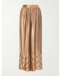 ‎Dima Ayad - Metallic Plissé-Satin Wide-Leg Pants - Lyst