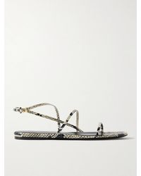 KHAITE - Loop Snake-Effect Leather Sandals - Lyst