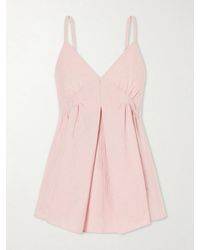 Proenza Schouler - Barker Gathered Striped Cotton-Blend Seersucker Top - Lyst