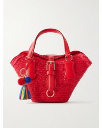 Dolce & Gabbana - Coffa Capri Mini Embellished Leather-Trimmed Raffia Tote - Lyst