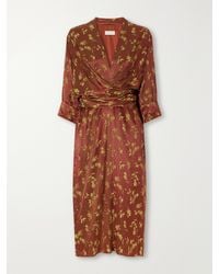 Dries Van Noten - Floral-Jacquard Satin Midi Dress - Lyst