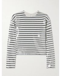 FRAME - Sequined Striped Organic Cotton-Jersey T-Shirt - Lyst