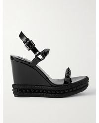 Christian Louboutin - Pyraclou 110 Studded Leather Wedge Sandals - Lyst