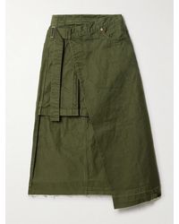 Sacai - Asymmetric Pleated Denim Wrap Skirt - Lyst