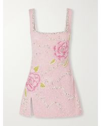 Clio Peppiatt - Peony Embellished Stretch-Mesh Mini Dress - Lyst
