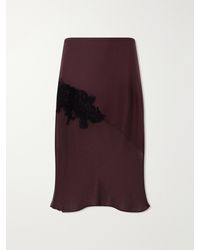 SIR. - Noria Lace-Trimmed Silk Midi Skirt - Lyst
