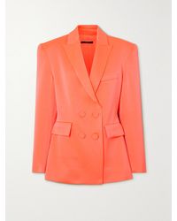 Alex Perry - Wells Double-Breasted Satin-Crepe Blazer - Lyst