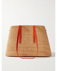 Muuñ - Laura Leather-Trimmed Woven Straw Tote - Lyst