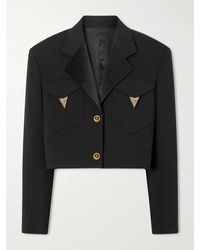 Versace - Medusa-Embellished Cropped Wool Jacket - Lyst