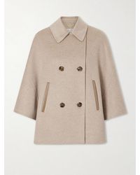 Max Mara - Ospite Leather-Trimmed Cashmere Cape - Lyst