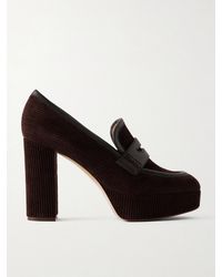Gianvito Rossi - Deauville 70 Leather-Trimmed Corduroy Platform Pumps - Lyst
