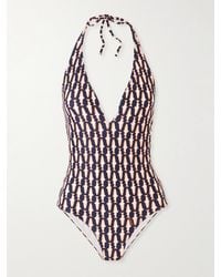 La DoubleJ - Bedruckter Neckholder-Badeanzug - Lyst