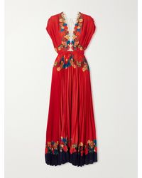La DoubleJ - Accordion Pleated Floral-Print Crepe De Chine Maxi Dress - Lyst