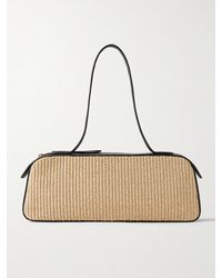 KHAITE - Simona Leather-Trimmed Raffia Shoulder Bag - Lyst