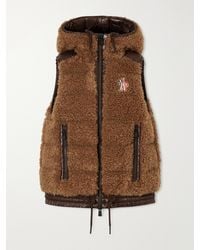 Moncler - Hooded Padded Shell-Trimmed Plush Down Ski Vest - Lyst