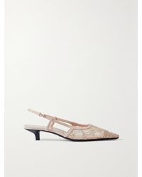 Gucci - GG Canvas & Leather Slingback Pump - Lyst