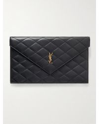 Saint Laurent - Paris Matelassé Leather Pouch - Lyst