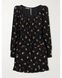 Alessandra Rich - Ruffled Floral-Print Crepe Mini Dress - Lyst