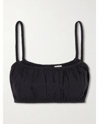 Suzie Kondi - Bea Shirred Cotton-Poplin Bandeau Tank - Lyst