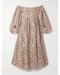 Agua Bendita - Alheli Petalo Off-The-Shoulder Embroidered Linen Maxi Dress - Lyst