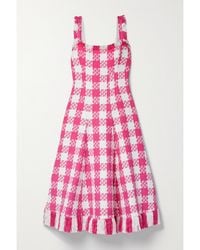 Oscar de la Renta - Fringed Checked Cotton-Blend Tweed Midi Dress - Lyst