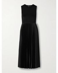 Theory - Stretch-Knit And Plissé-Satin Midi Dress - Lyst