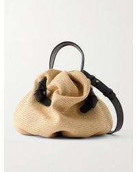 Neous - Leather-Trimmed Raffia Shoulder Bag - Lyst