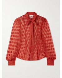 Ulla Johnson - Soraya Tie-Neck Fil Coupé Mesh Blouse - Lyst