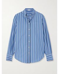 Brunello Cucinelli - Bead-Embellished Striped Cotton And Silk-Blend Poplin Shirt - Lyst