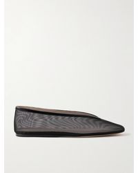 Le Monde Beryl - Luna Leather-Trimmed Mesh Ballet Flats - Lyst