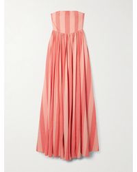 Marrakshi Life - Strapless Gathered Striped Cotton Maxi Dress - Lyst