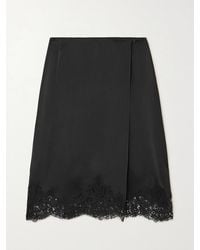 Stella McCartney - Wrap-Effect Lace-Trimmed Satin Skirt - Lyst