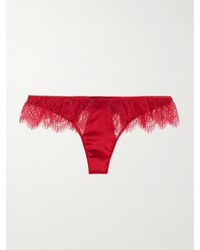 Kiki de Montparnasse - Camaret Lace-Trimmed Stretch-Silk Thong - Lyst