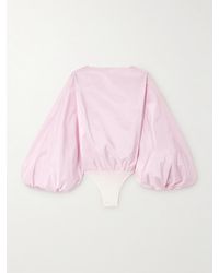 Alaïa - Open-Back Silk-Taffeta Bodysuit - Lyst