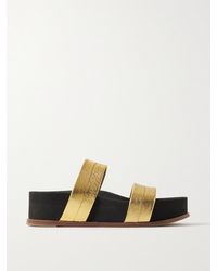 Gabriela Hearst - Striker Pantoletten Aus Strukturiertem Metallic-Leder - Lyst